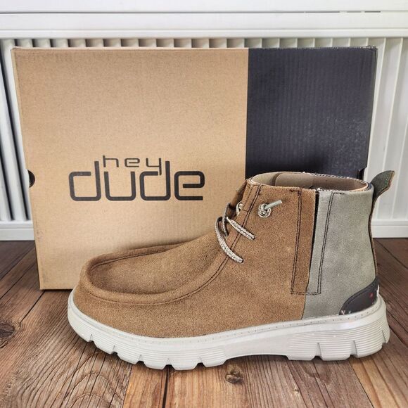 Hey Dude Boris Eco Tabacco Suede Ankle Boots Men Sz 8 Brown Chukka Hipster Shoes